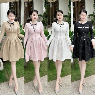 Váy xòe dạ xếp nhiều ly