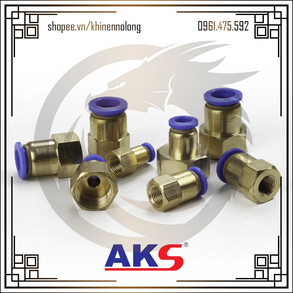 Đầu Cút Nối Thẳng Khí Nén Ren Trong PCF AKS - Khí Nén Nộ Long
