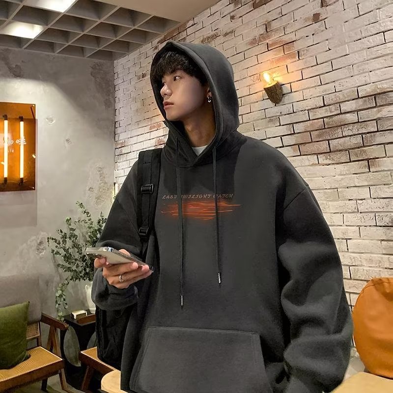 Size M-8XL Áo Hoodie Tay Dài Dáng Rộng In Chữ Thời Trang Mùa Thu Cho Nam Sinh
