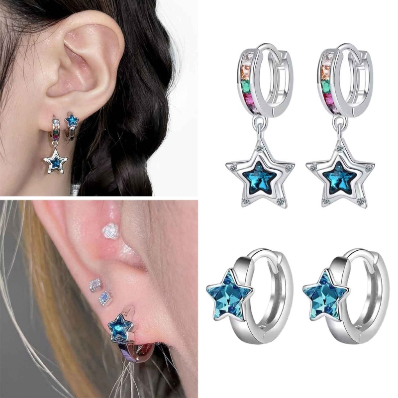 Bông Tai Hình Ngôi Sao Bằng Hợp Kim Y2K Phong Cách Punk Thời Trang Cho Nam Và Nữ