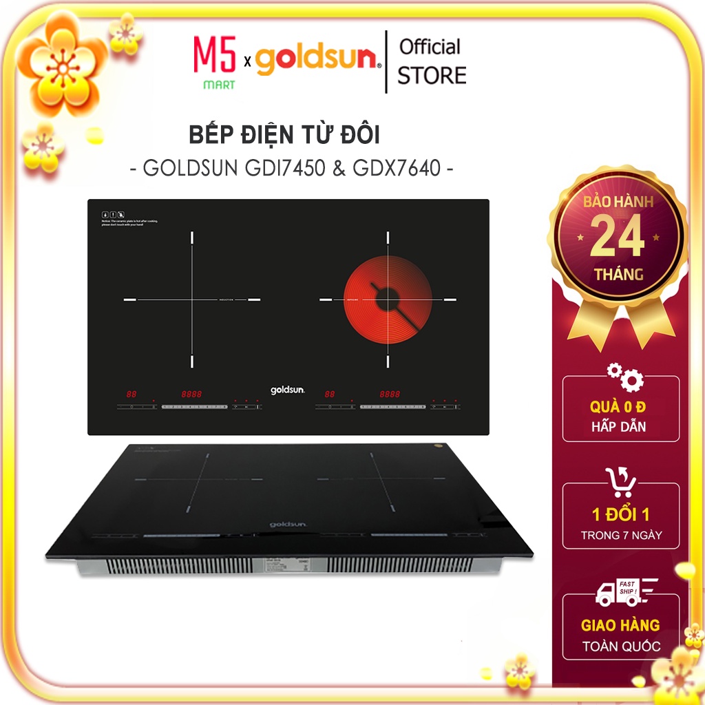 Bếp điện từ đôi Goldsun GDI7450 và bếp 1 từ 1 hồng ngoại GDX7640 Bảo hành chính hãng 24 tháng trên toàn quốc