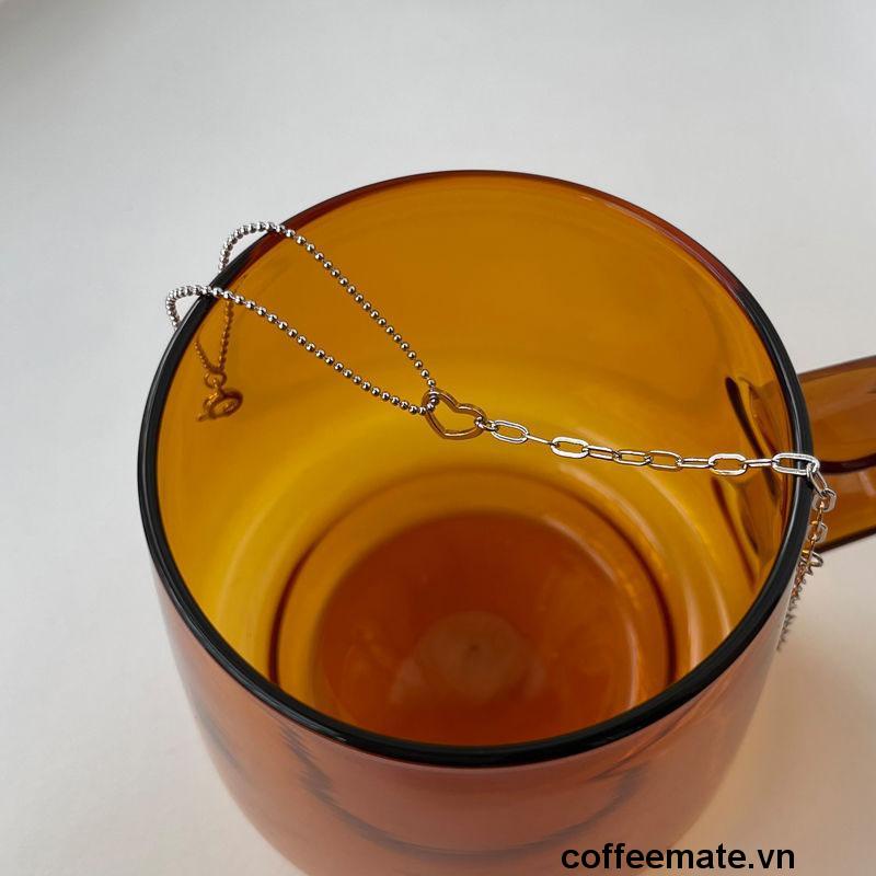 【coffeemate】⚡ Vòng tay bạc sterling 925 mặt hình trái tim ghép dây xích và dây chuỗi thiết kế nhỏ đơn giản thời trang cá tính cho nữ