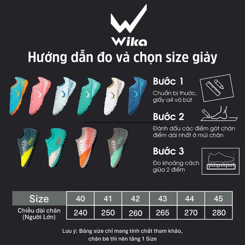 Giầy bóng đá phủi WIKA 3 sọc CT3 chính hãng đế thấp TF