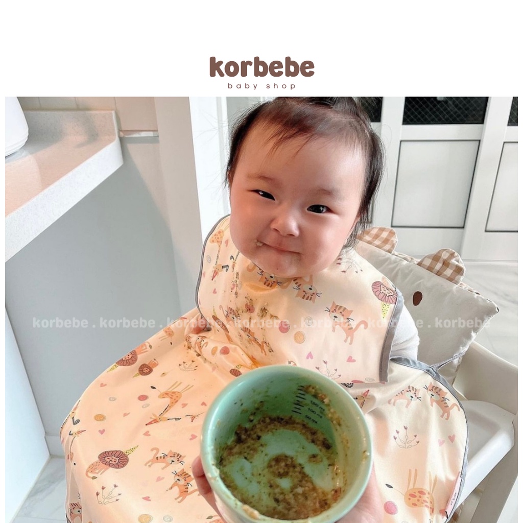 Yếm ăn dặm không tay chống thấm cho bé Belle Baby Hàn Quốc