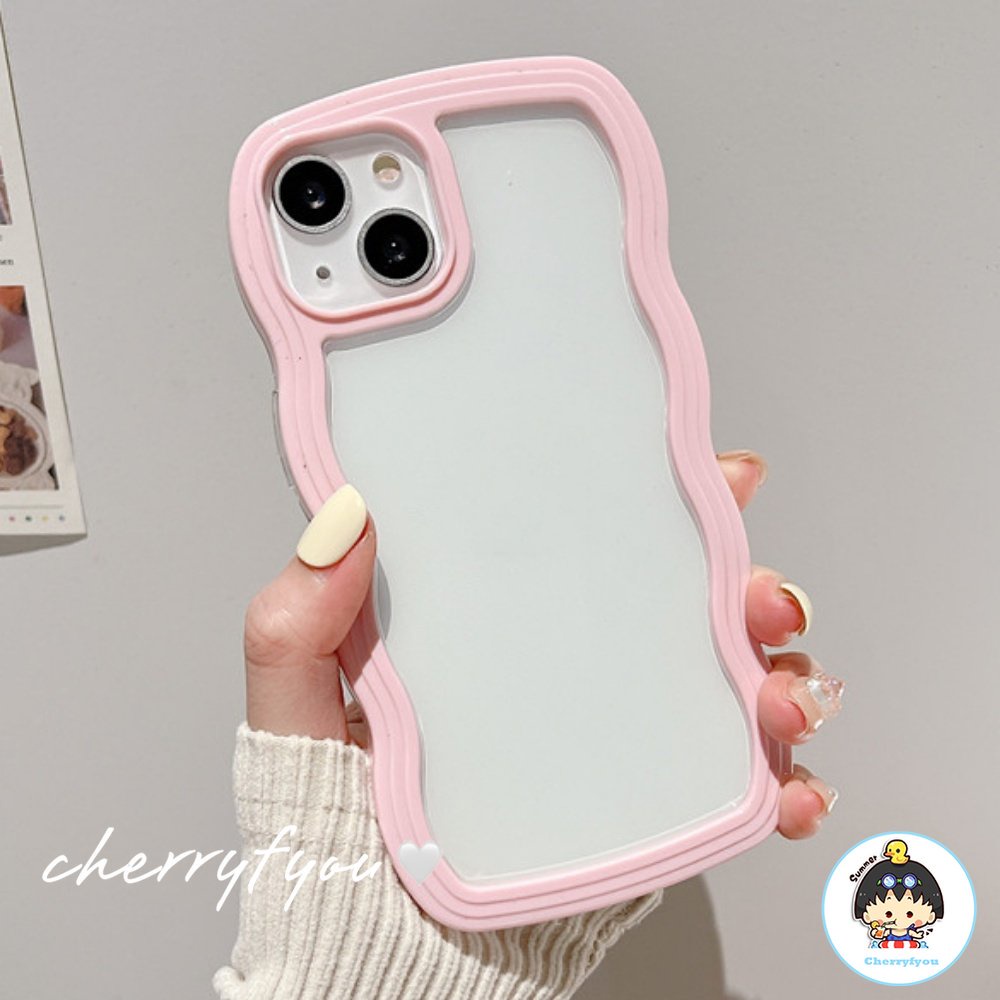 Ốp Điện Thoại Trong Suốt Viền Gợn Sóng Màu Kẹo Chống Trượt Cho IPhone 14 13 12 11 Pro Max 8 7 Plus X XS XR