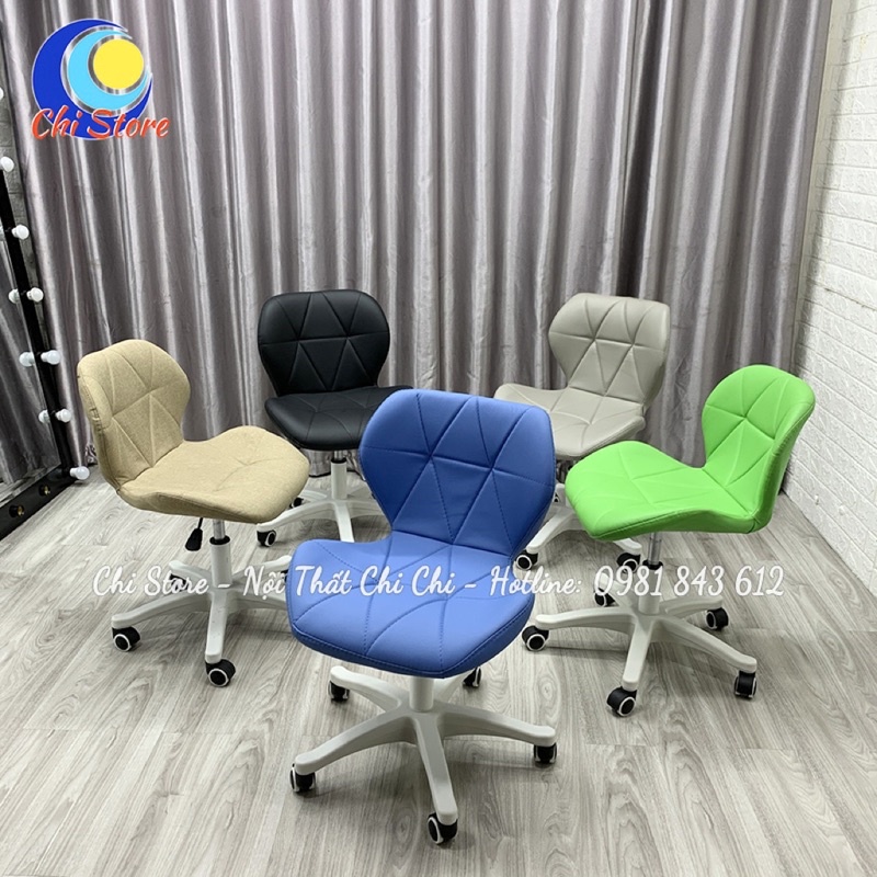 Ghế Trang Điểm Xoay 360 Độ, Ghế Xoay Văn Phòng Chân Trắng Có Tựa Lưng Thoải Mái Hiện Đại Phù Hợp Mọi Không Gian