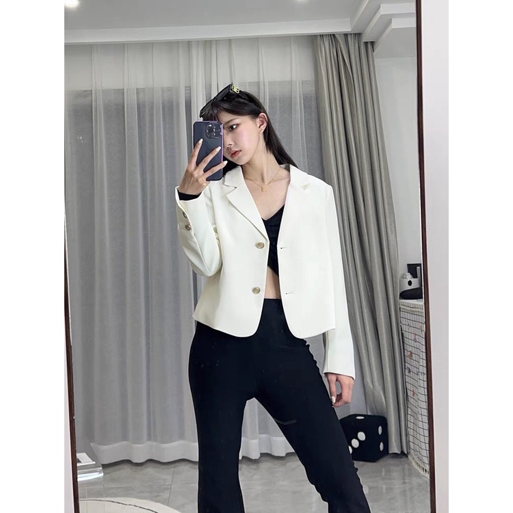 Áo vest croptop nữ dáng công sở hàn quốc áo khoác blazer nữ dáng ngắn 2 lớp cao cấp dễ phối đồ mặc đi làm