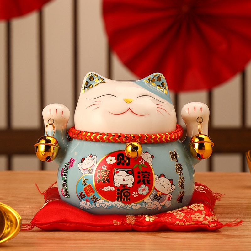 Mèo Thần Tài May Mắn - Kim Vận Phát Tài cao 10cm