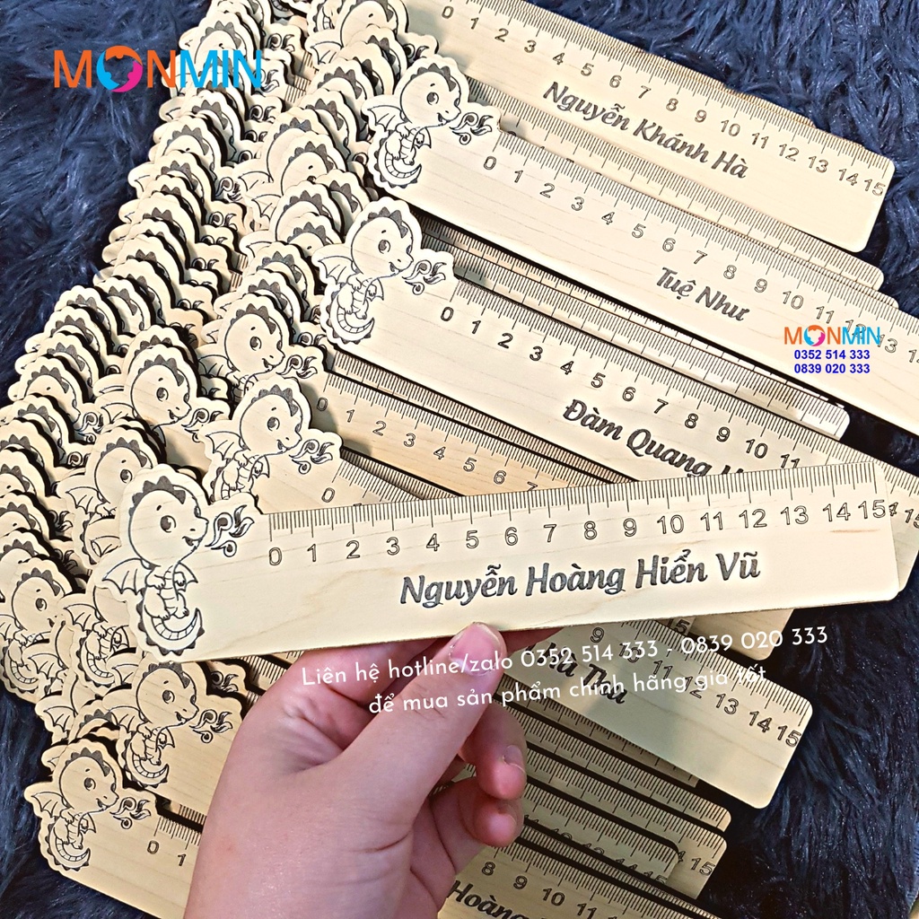 Thước kẻ gỗ học sinh khắc tên, nội dung theo yêu cầu, quà tặng, độc đáo, lưu niệm, ấn tượng