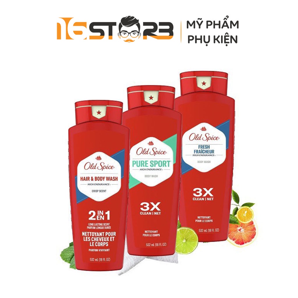 Sữa Tắm Old Spice Pure Sport, Fresh, 2in1 532ml - Nhập Khẩu Mỹ
