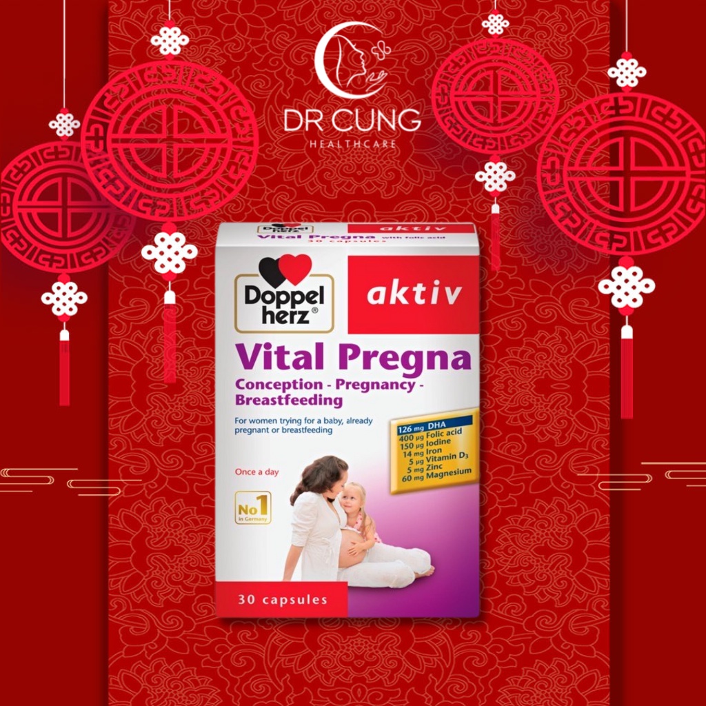 Vital Pregna - Vitamin Tổng Hợp Cho Bà Bầu, DHA Bầu, Omega 3, Acid Folic, Sắt, Doppelher (Hộp 30v) [Hàng Đức Chính Hãng]
