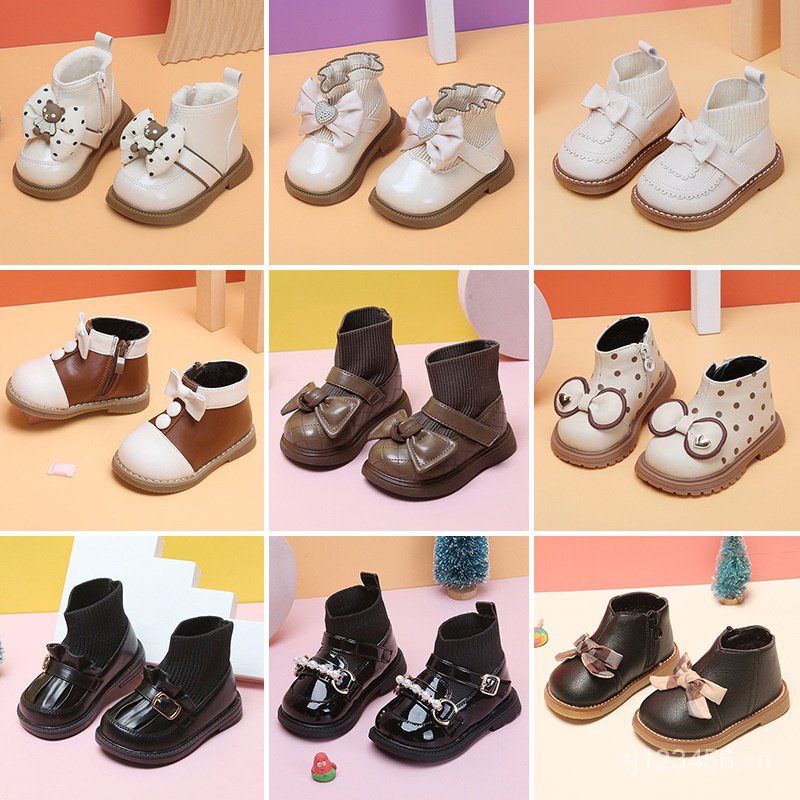 < Giao Hàng Trong Ngày > Giày Bốt Martin Lót Cotton Mềm Mại Lót Lông Cừu Mùa Đông Phiên Bản Hàn Quốc Cho Bé Gái Mới Biết Đi 3KDX