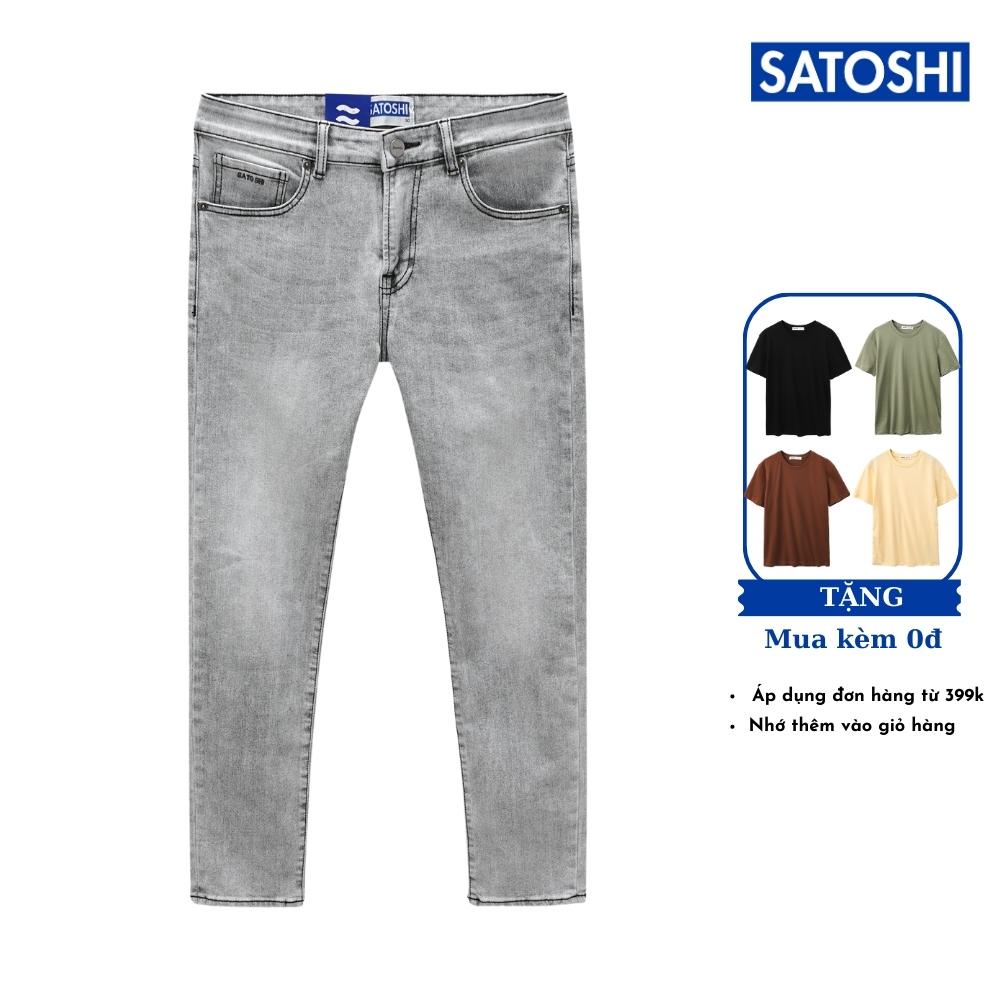 | Satoshi| Quần jean nam SAQJ76 quần Jean nam xám wash basic Straight fit co giãn thoải mái