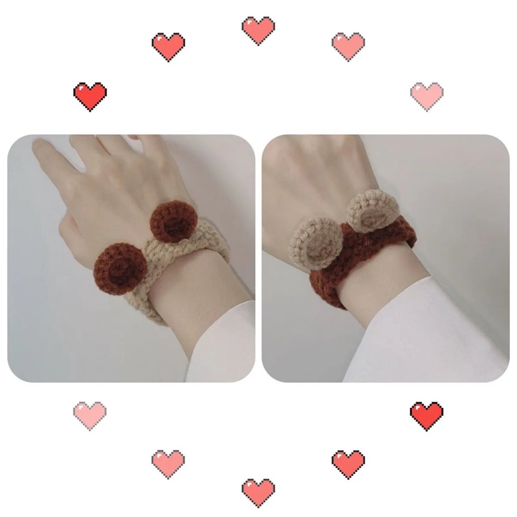 Vòng tay dệt vải dễ thương nhiều mẫu cute - Gấu Xám