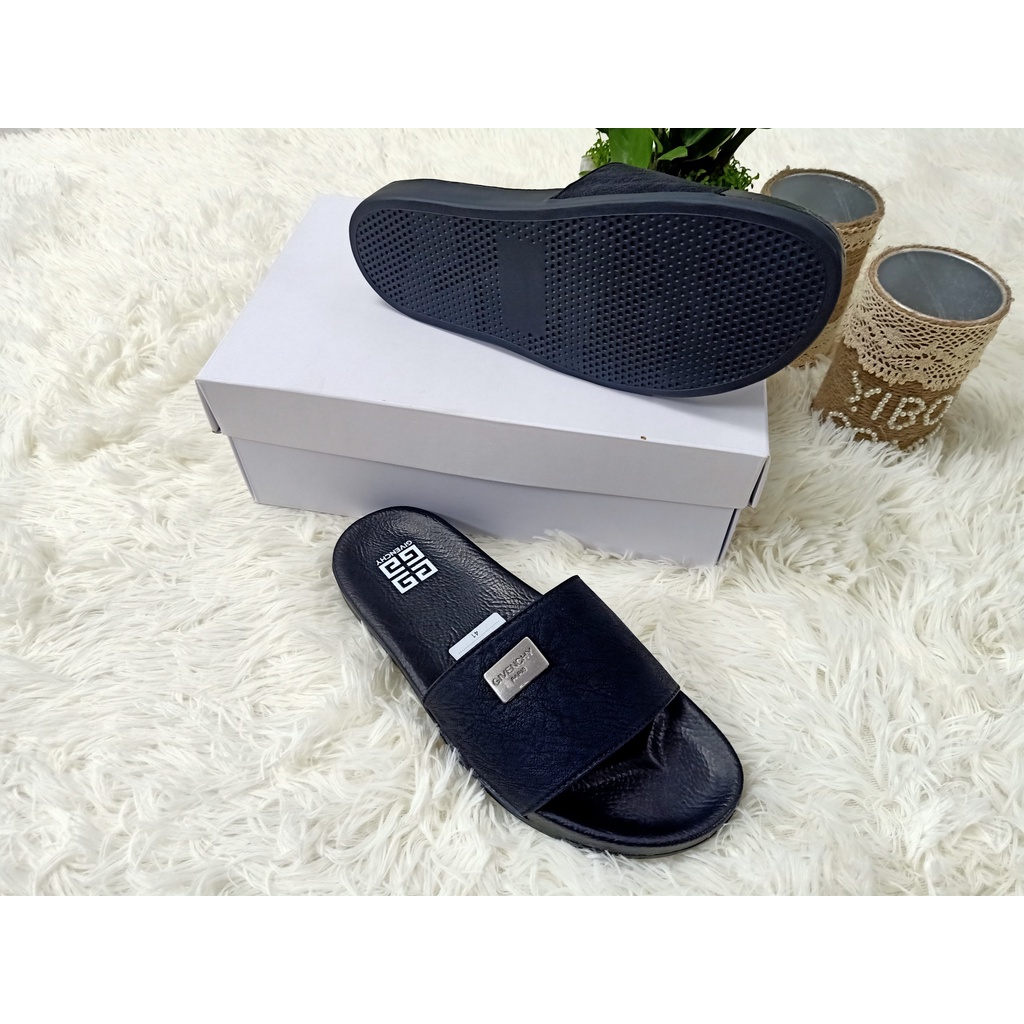 Dép nam Gyvenchy dép nam quai ngang mới nhất quai da đế cao su 2 màu hot kiểu dáng mới lạ full box