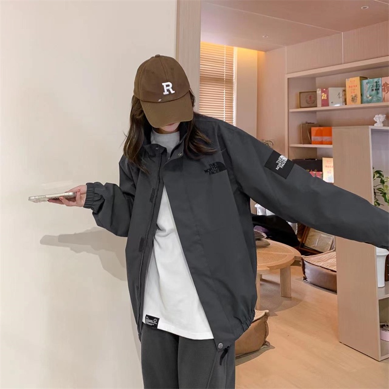 Áo Khoác Gió Thêu Logo The North Face Phối Khóa Kéo Chống Thấm Nước Thời Trang Cho Cặp Đôi