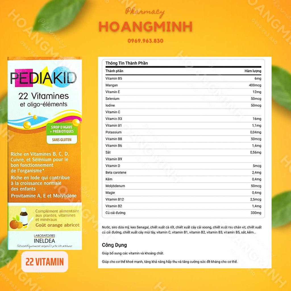 SIRO PEDIAKID  Nhập Khẩu Pháp, Giúp Bé Ăn Ngon, Tăng Đề Kháng, Chống Còi Xương, Ăn Ngon, Bổ Máu