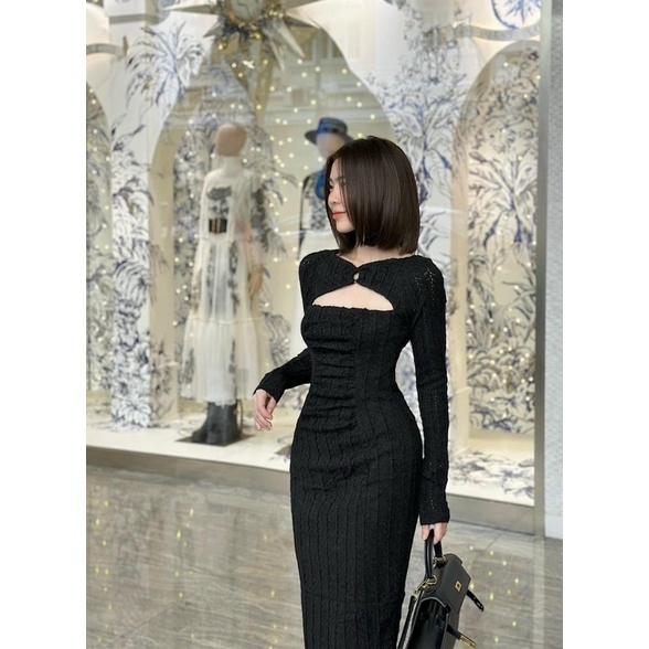 Đầm Thiết Kế Cutout Lưng Ngực Siêu Sexy Tôn Dáng Chất Ren Cao Cấp Mã CH