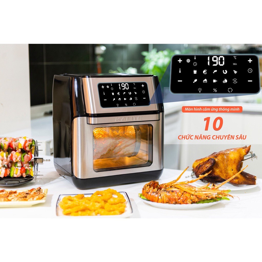 Nồi chiên không dầu Kalite Q10, công suất 1800W, dung tích 10L, bảo hành 12 tháng