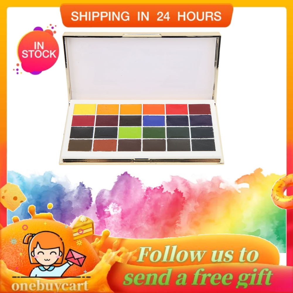 Onebuycart Watercolor Paint Set Transparent Pure Pigments 24 Colors Gum Arabic DIY Making Portable Pink Metal Box Art Kit