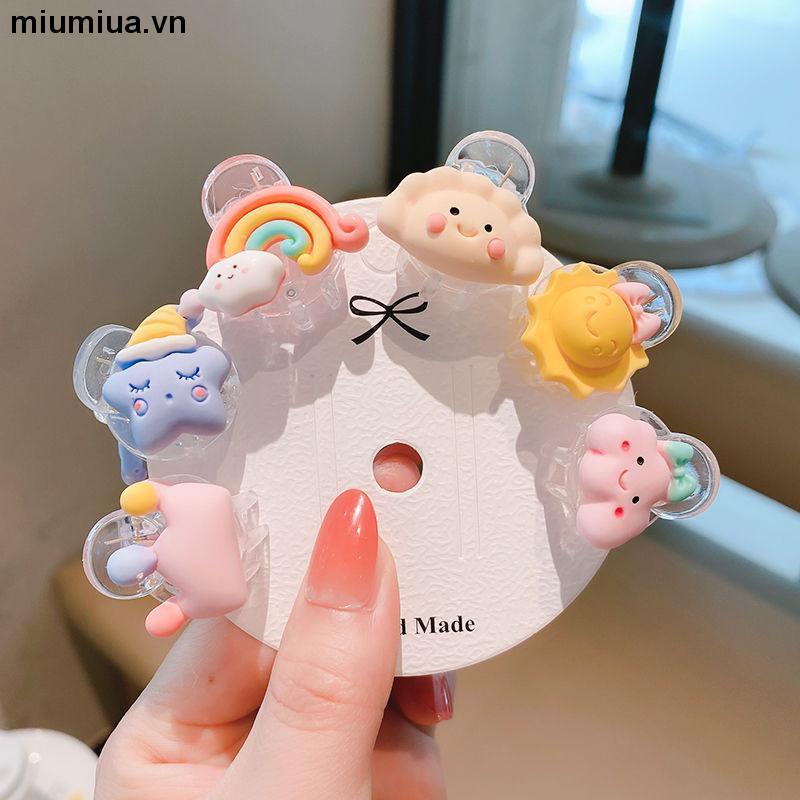 miumiuaKẹp Tóc Nhựa Mini Hình Cầu Vồng / Mặt Trời / Ngôi Sao / Đám Mây Dễ Thương Cho Nữ