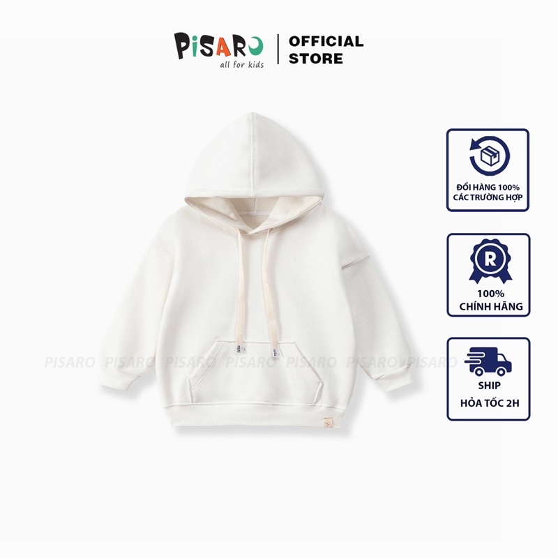 Áo nỉ bông hoodie PISARO giữ nhiệt dài tay cho bé trai bé gái, áo khoác thu đông trẻ em giữ ấm