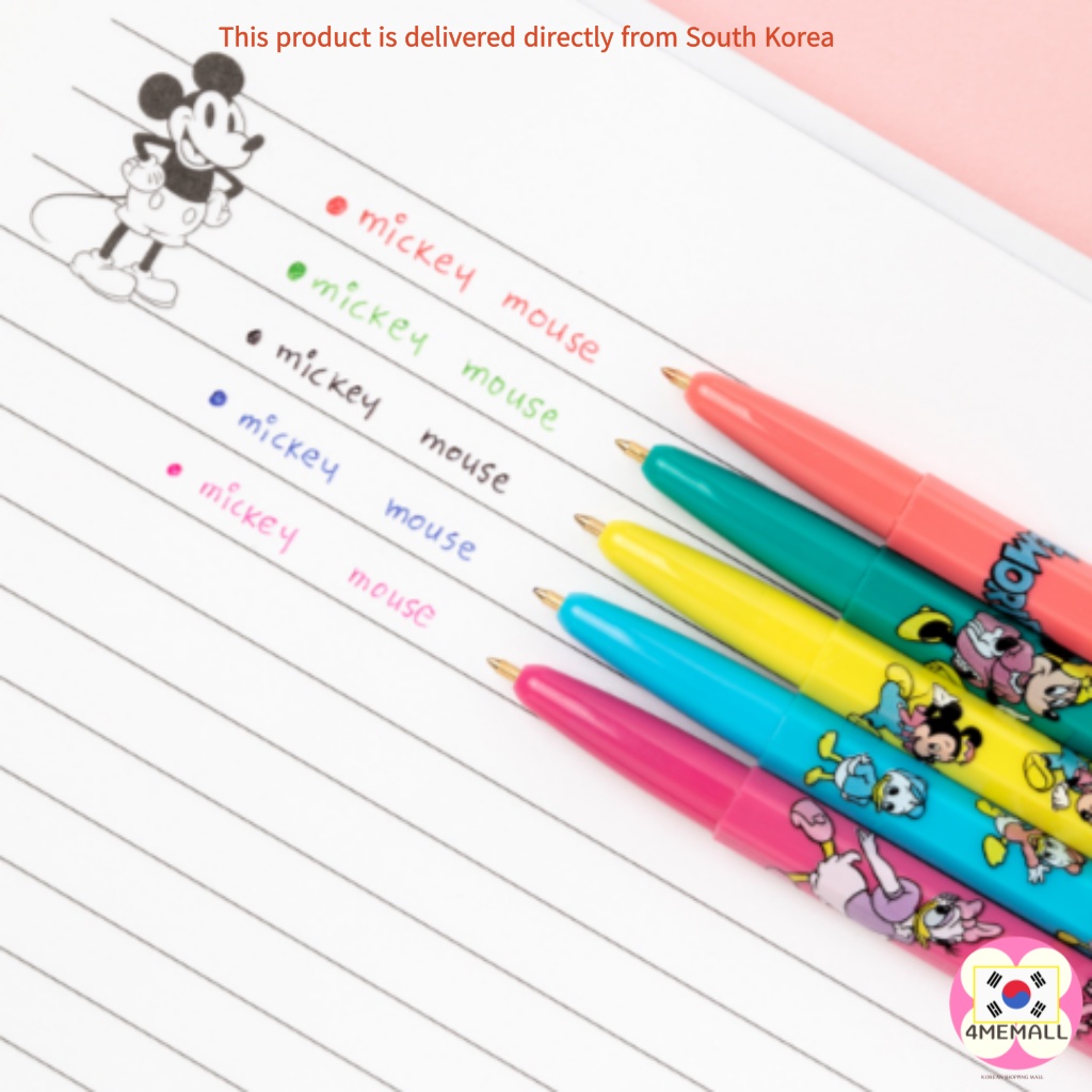 Bộ 5 bút bi / bút bi 0.5mm / xanh / đỏ / xanh / hồng _ mickey and friends