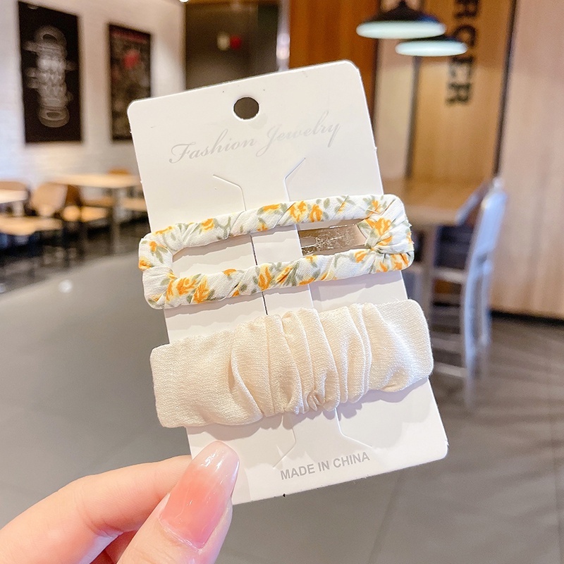 Bộ Kẹp Tóc Vải In Hoa Kiểu Hàn Quốc Dễ Thương Cho Bé Gái