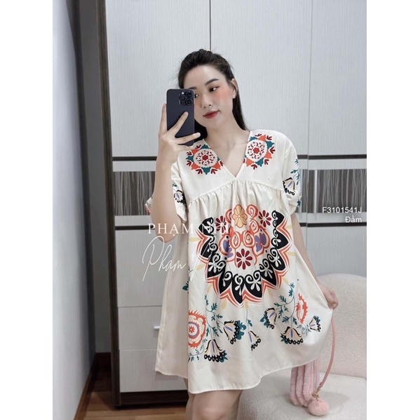 Đầm thô thổ cẩm cổ tim xinh đẹp