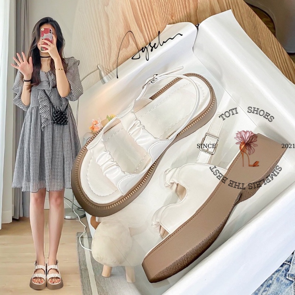 SANDAL XUỒNG TOTIIE STORE - GIÀY THỜI TRANG HAI QUAI NGANG NHÚM BÈO PHONG CÁCH HIỆN ĐẠI ĐẾ ĐỘN S2301010