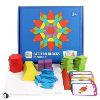 Bộ ghép hình Pattern block 155pcs gỗ cực đẹp