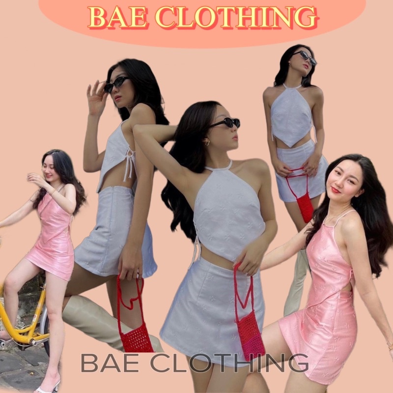 SET ĐỒ YẾM JEE SET gồm áo cổ yếm và chân váy form A diện đi lễ hội tết thiết kế style tiểu thư ullzang
