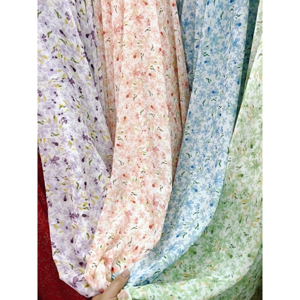 Vải voan chiffon hoa nhí