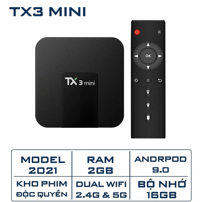 Android Tivi Box Tx3 Mini CPU H313 Ram 2GB, Rom 16GB đầu thu truyền hình kĩ thuật số giá rẻ