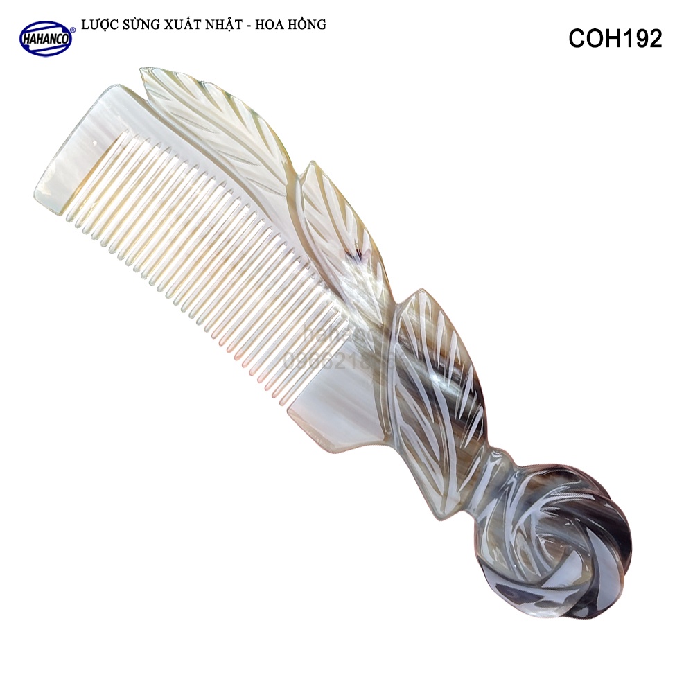 Lược sừng vân nưa VIP dáng HOA HỒNG (Size: XL-20cm) Mẫu lược cao cấp siêu đẹp- COH192