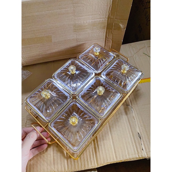 Set Khay Mức 6 Ngăn Vàng
