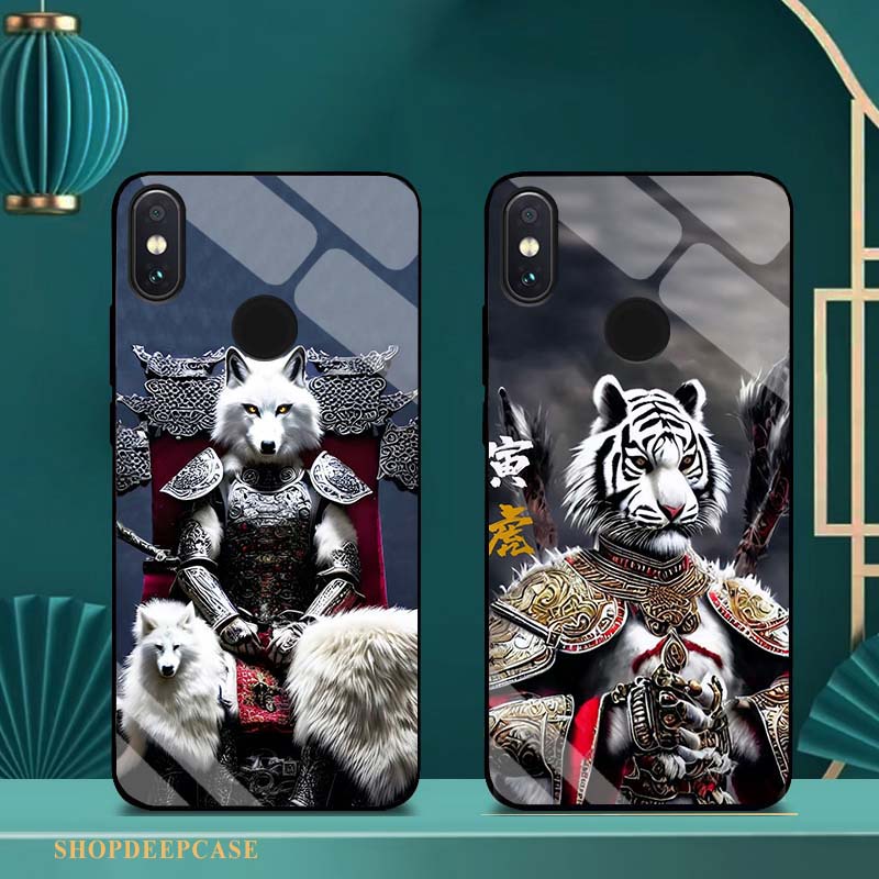 Ốp Lưng XIAOMI MI8, MI8SE, MI8 LITE lưng kính cường lực Cao Cấp, Thiết Kế 12 con giáp chiến binh