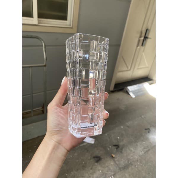 Lọ hoa thủy tinh vuông 15cm ( giao họa tiết ngẫu nhiên )