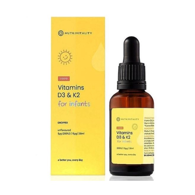 Vitamin D3 K2 Mk7 Nutrivitality 30ml Của Anh Cho Bé