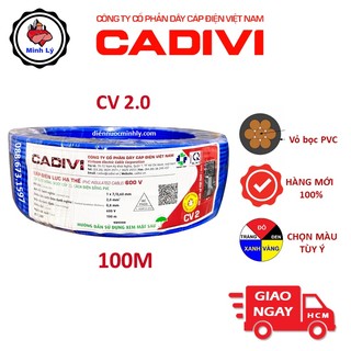 Cuộn 100m Dây Điện Đơn Mềm 2.0 CADIVI CV 2 1x2.0mm Cao Cấp