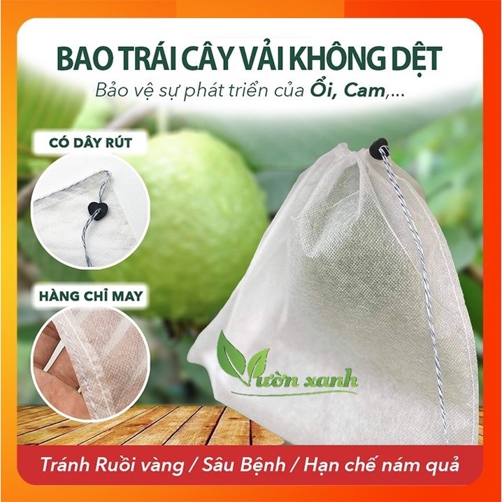 Set 100 Túi bọc trái cây 18*19 cm bằng vải không dệt chuyên dùng bọc Ổi, Cam, Na, Bơ, Mãng cầu, Vú Sữa