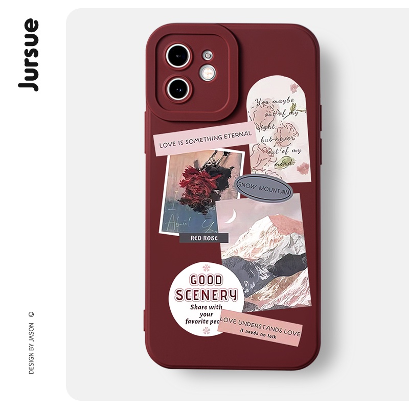 Ốp lưng JURSUE dễ thương đẹp độc lạ vintage mềm Cho iPhone 14 13 12 11 Pro Max SE 2020 X XR XS 8 7 ip 6S 6 Plus kute XYH1141