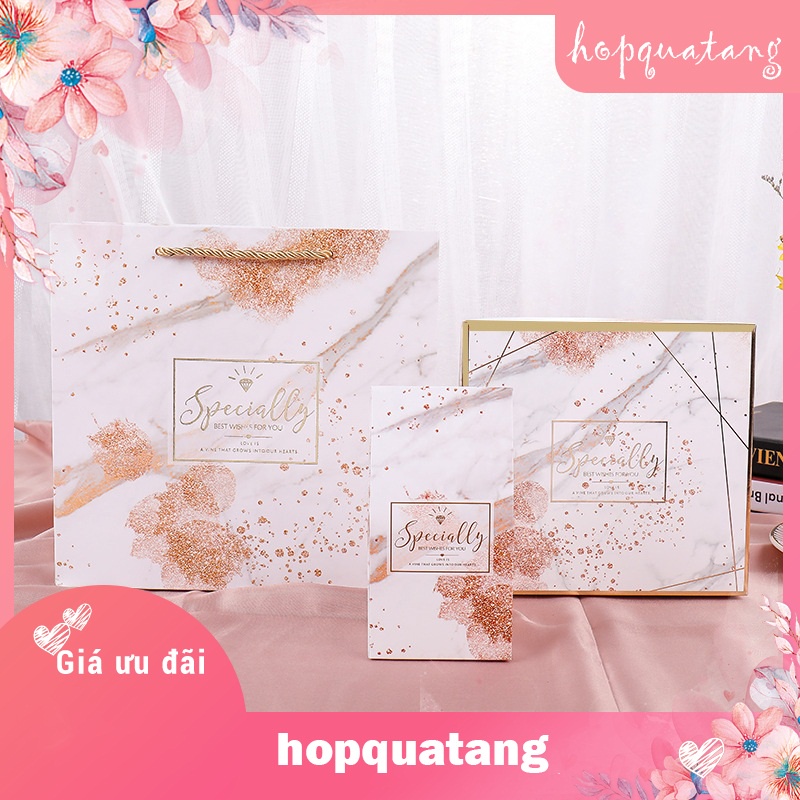 Hộp Tự Gấp Hộp Quà Tặng Sinh Nhật Quà Cưới Hoa Văn Vân Đá