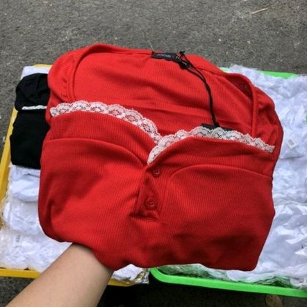 Đầm phôm xoè phối ren tay dài xinh xắn