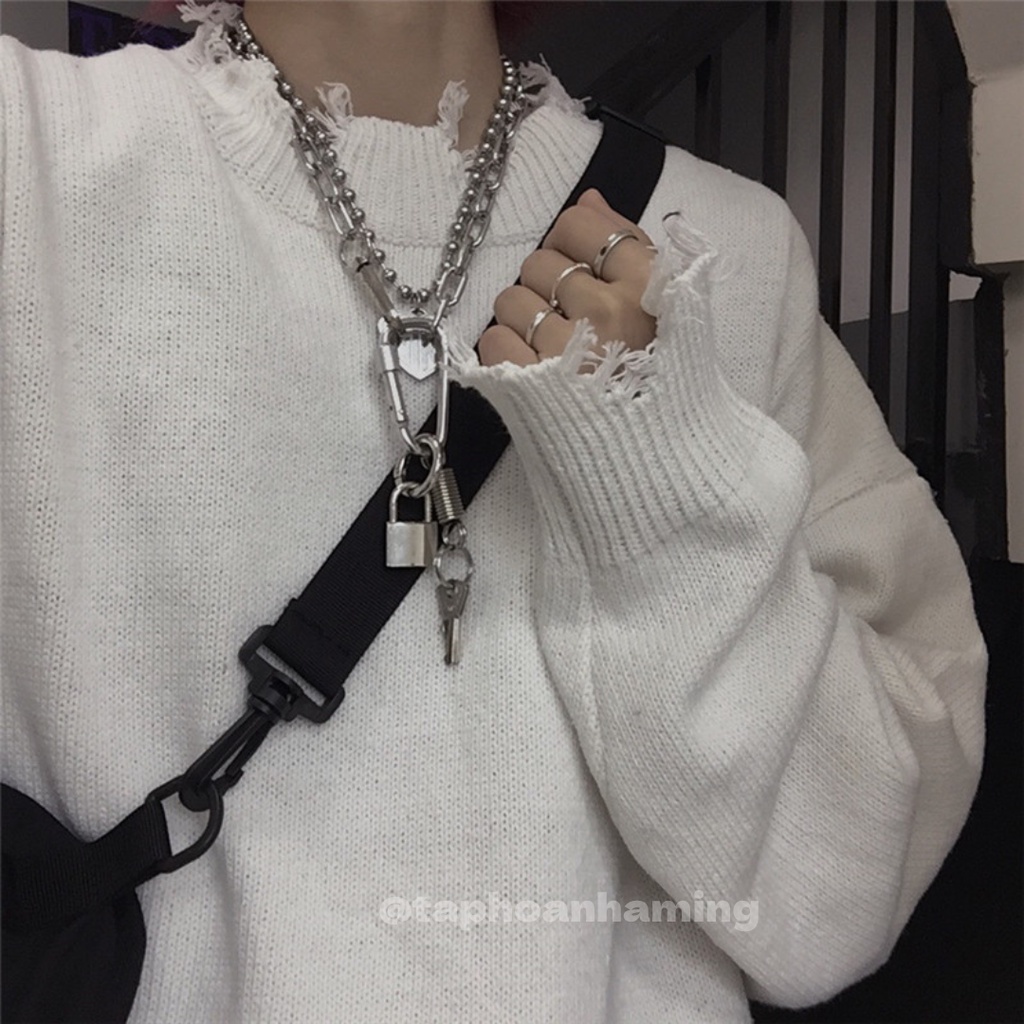 Áo len Trắng - Đen phong cách Hàn Quốc