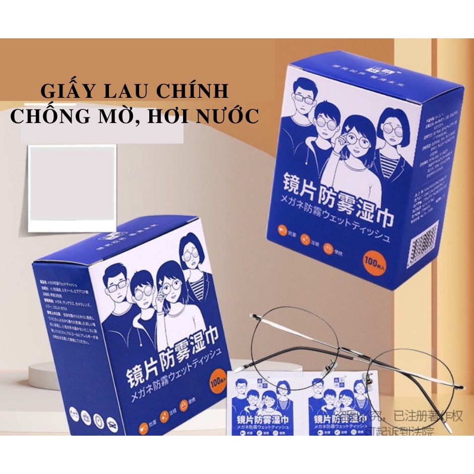 Hộp 100 miếng giấy lau kính chống mờ siêu tiện lợi