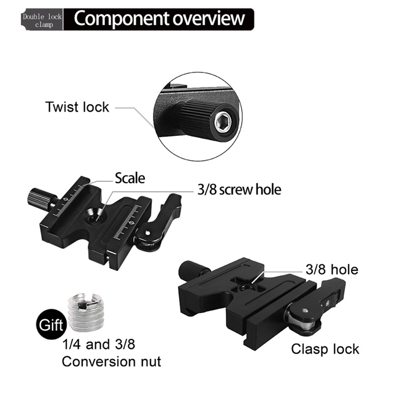 Tấm Kẹp Khóa Đôi Tháo Lắp Nhanh Có Thể Điều Chỉnh Cho Arca Swiss Tripod Head QJ-06