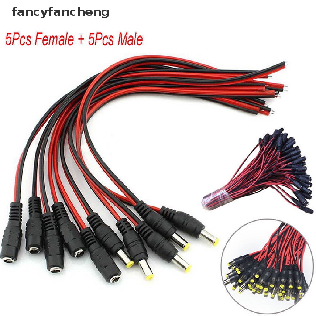 Set 10 Dây Cáp Kết Nối Ổ Cắm DC 5.5x2.1mm Male + Female 12V