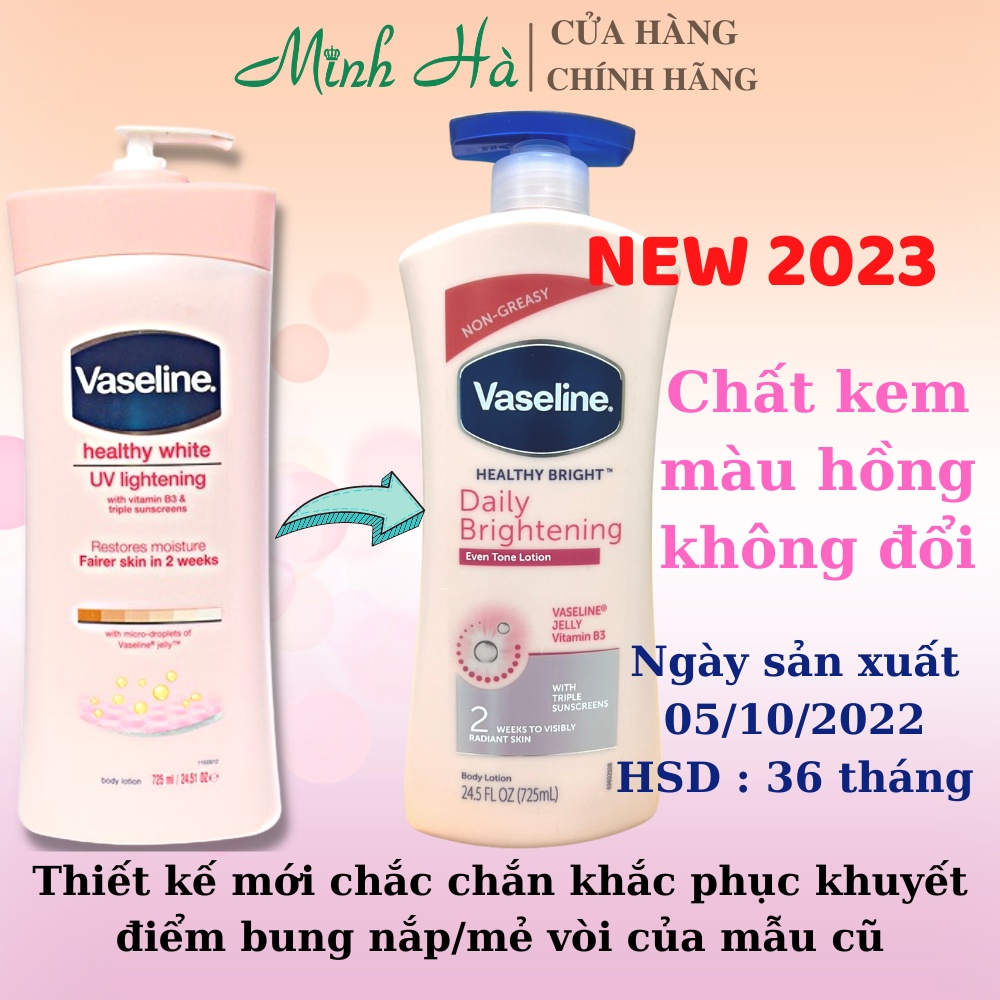 Sữa dưỡng thể Vaseline Healthy White UV Lightening Body Lotion 725ml giúp dưỡng trắng dưỡng ẩm phù hợp cho mọi loại da