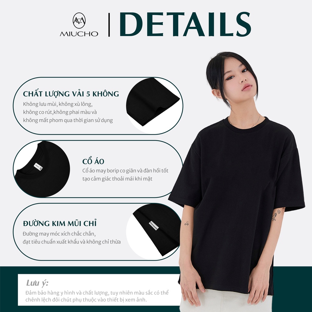 Áo thun unisex form rộng AT367 Miucho basic tee tay lỡ dành cho nam nữ in graphic | BigBuy360 - bigbuy360.vn